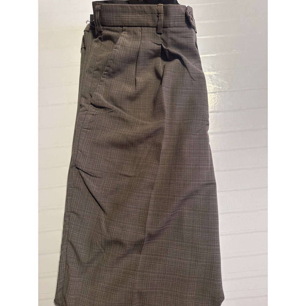 George Martin Collection‎ Mens Pleated Dress Pants Brown Micro Check 36x34